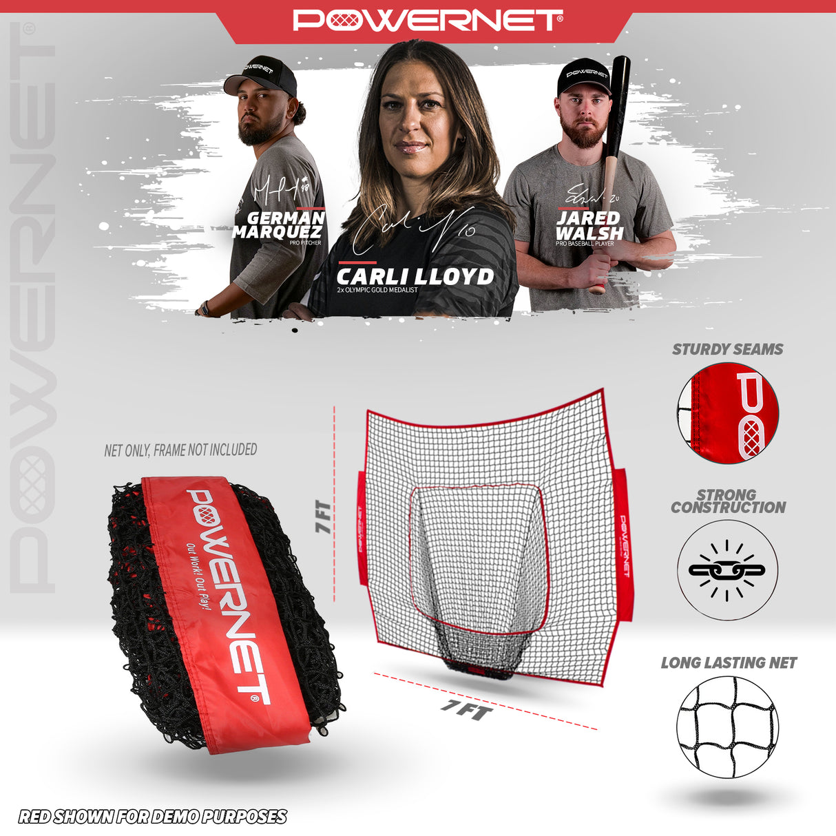 The Original 7x7 FT Baseball Softball Training Net | (Net ONLY) Replacement Parts PowerNet