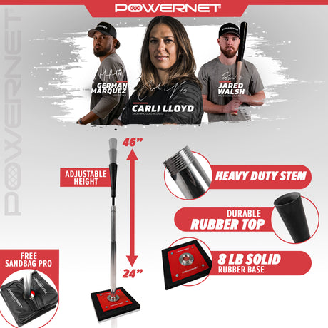 Pro Batting Tee | Heavy Duty 10 LB Base Batting Tee PowerNet