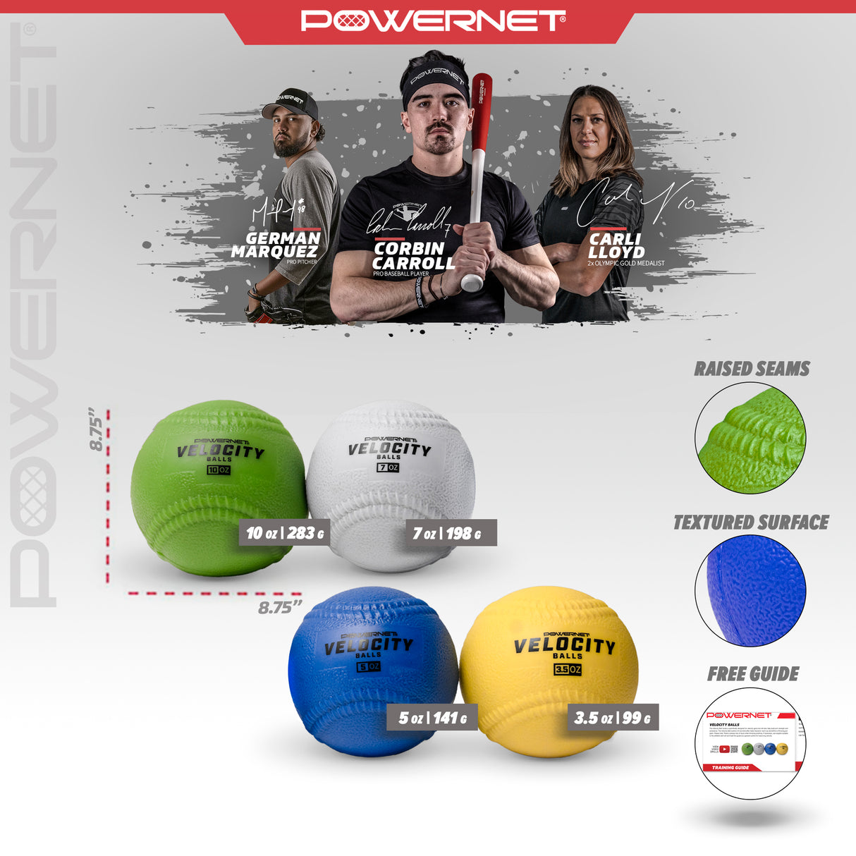 Velocity Balls 4-Pack | Pregame Warmup and Strength Training TrainingNets by PowerNet