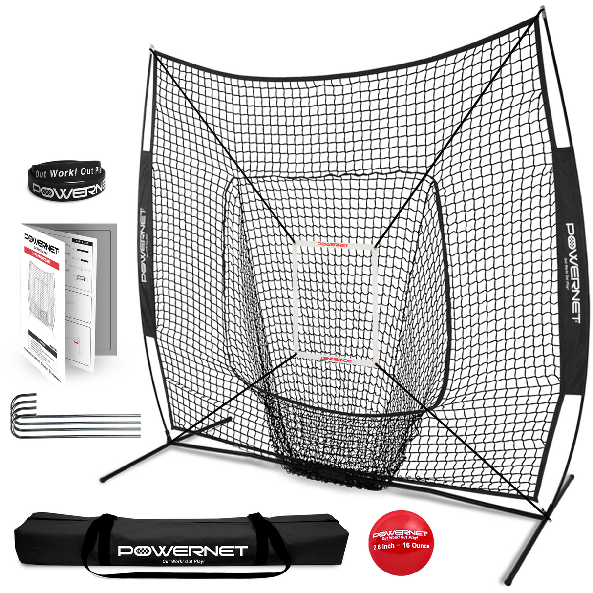 7x7 FT Practice Net Pitching Kit Sports PowerNet Black