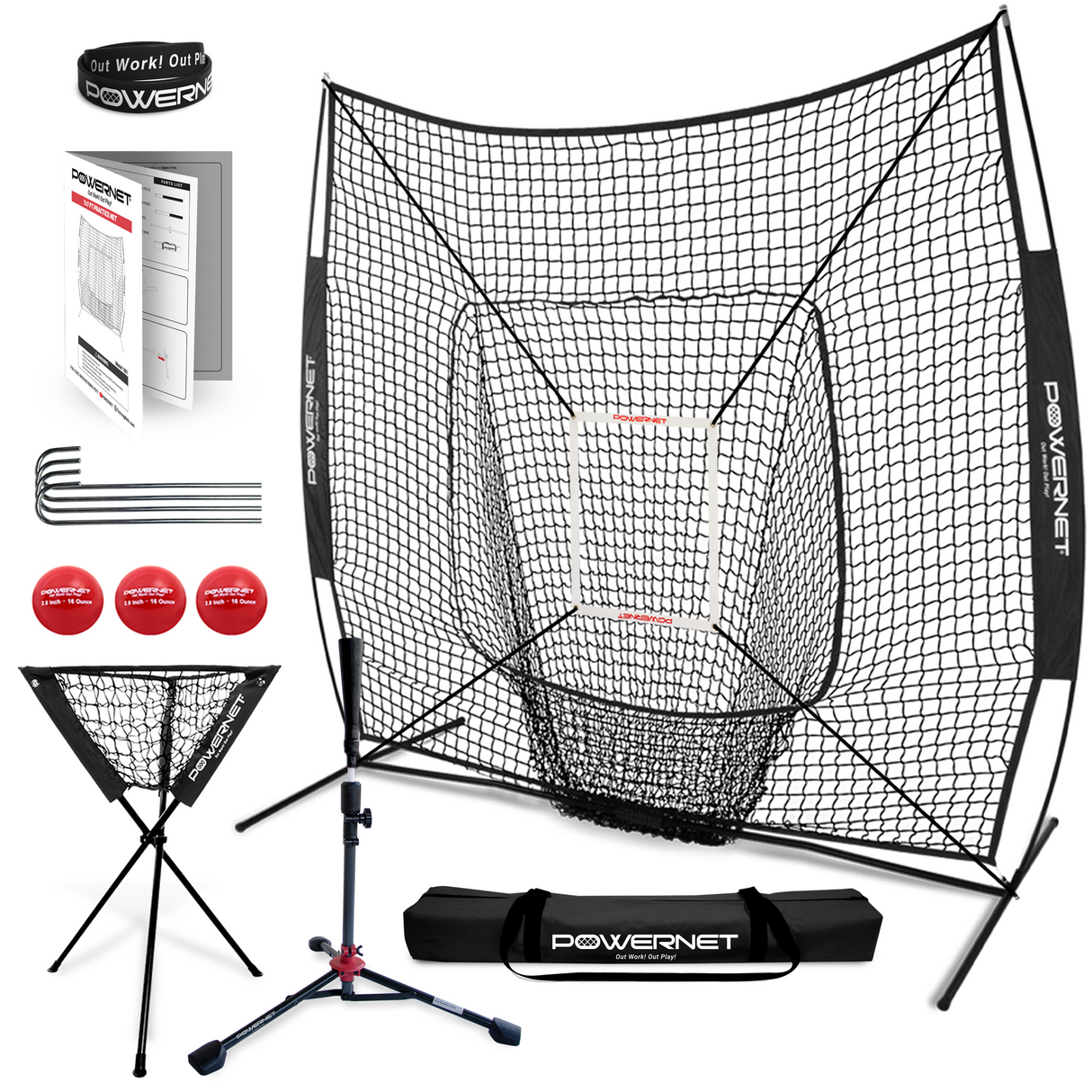 7x7 FT Ultimate Training Net Kit Sports PowerNet Black