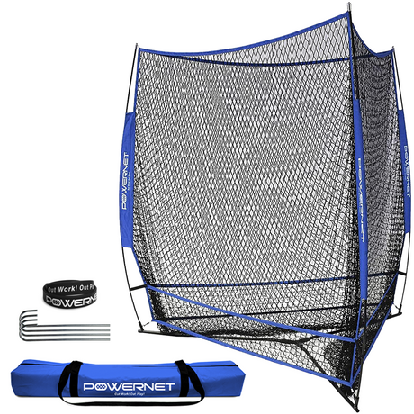 Triple Threat Net, 3 Way 7x7 Ft Baseball Training Net Sports PowerNet Royal Blue