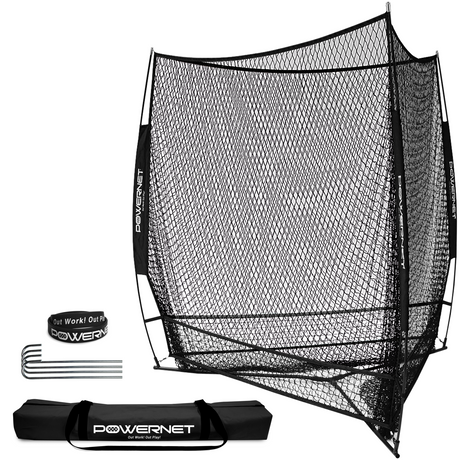 Triple Threat Net, 3 Way 7x7 Ft Baseball Training Net Sports PowerNet Black