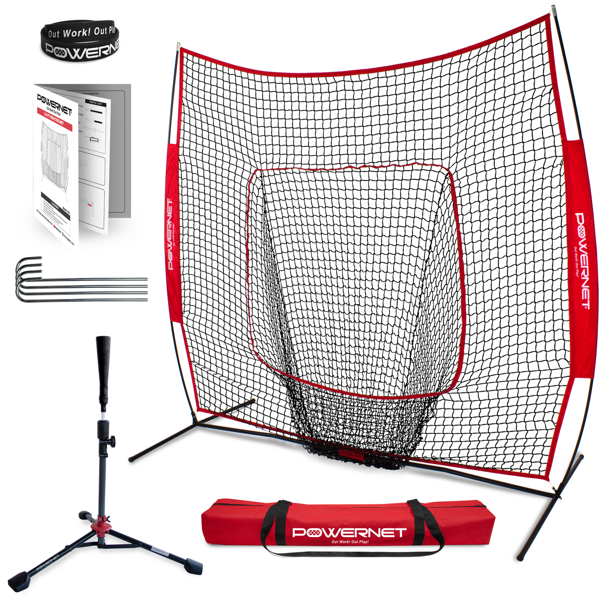 The Original 7x7 FT Training Net & Tee Bundle sports PowerNet Red