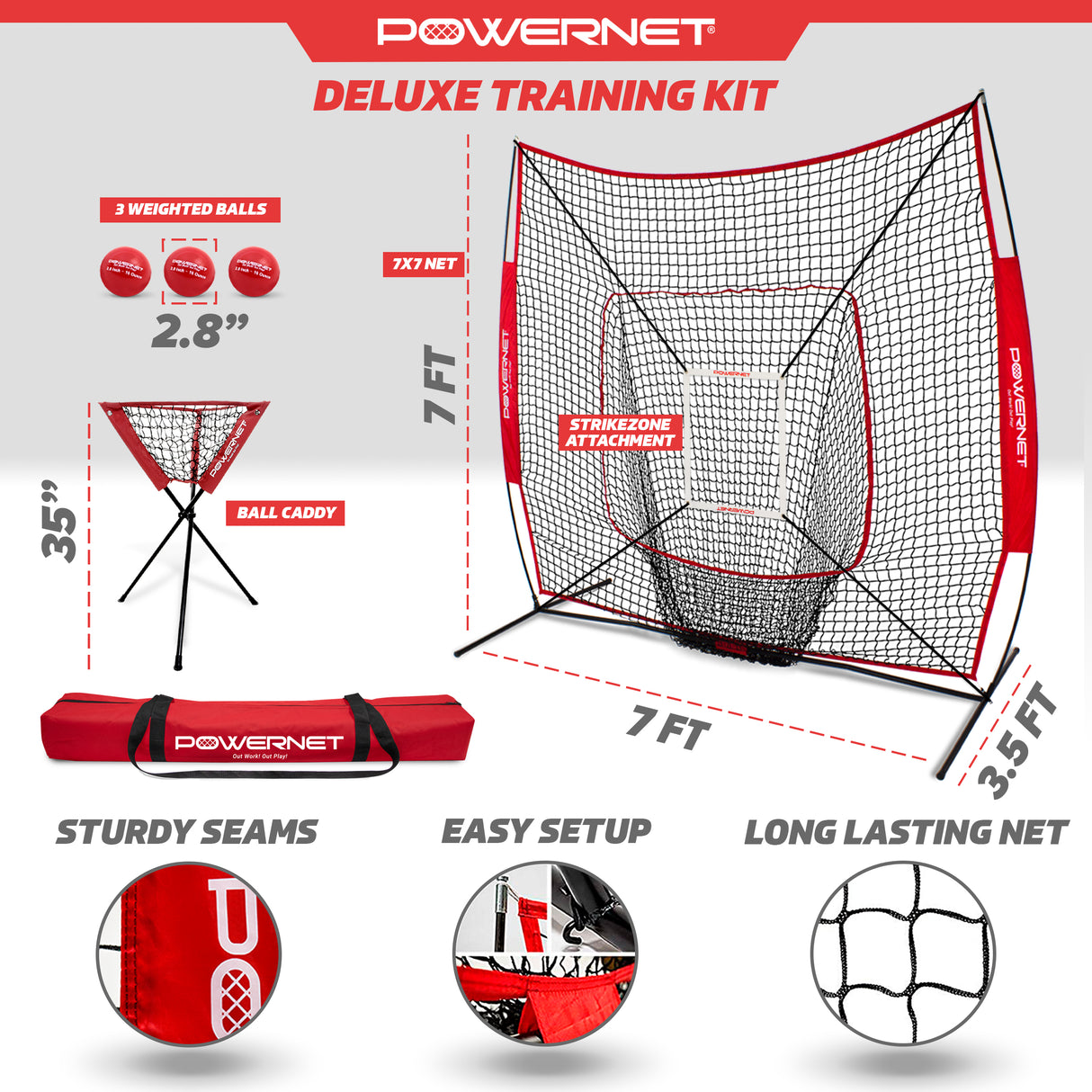 7x7 FT Baseball Softball Deluxe Training Kit sports PowerNet