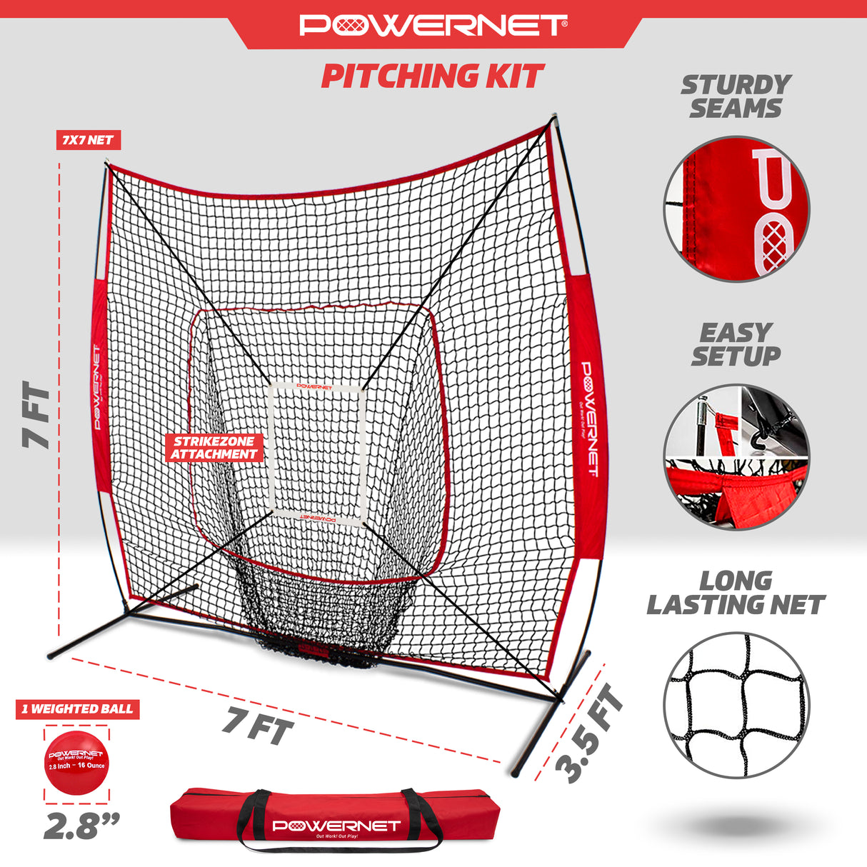 7x7 FT Practice Net Pitching Kit Sports PowerNet