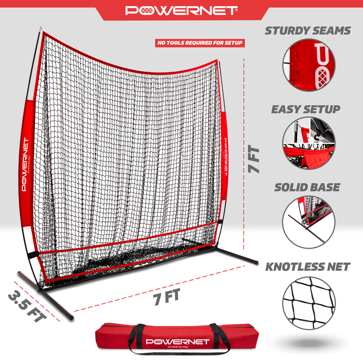 7x7 FT Full Mouth Net | Bigger Target Baseball Net PowerNet