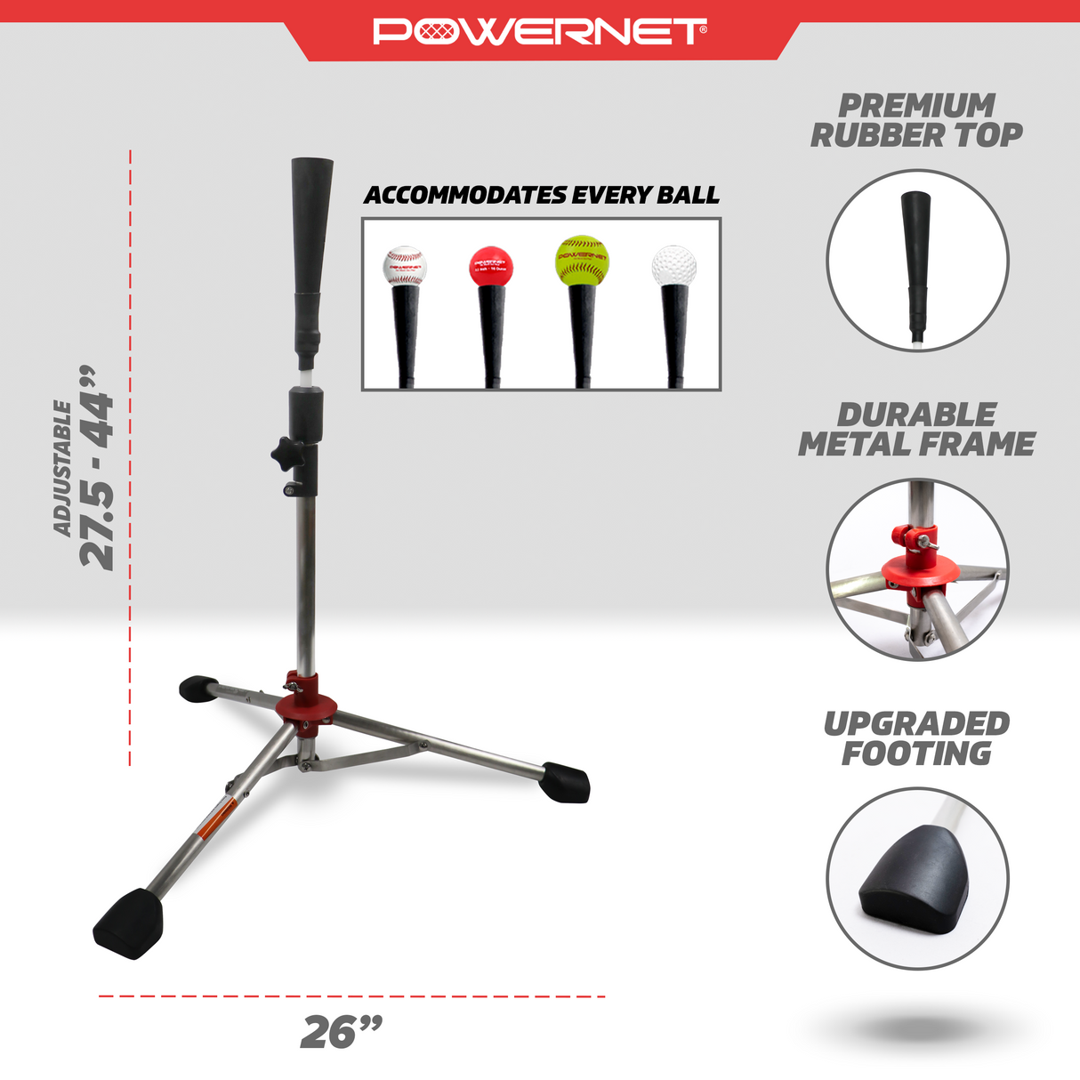 Tripod Batting Tee | 2 Styles Baseball Practice Nets PowerNet