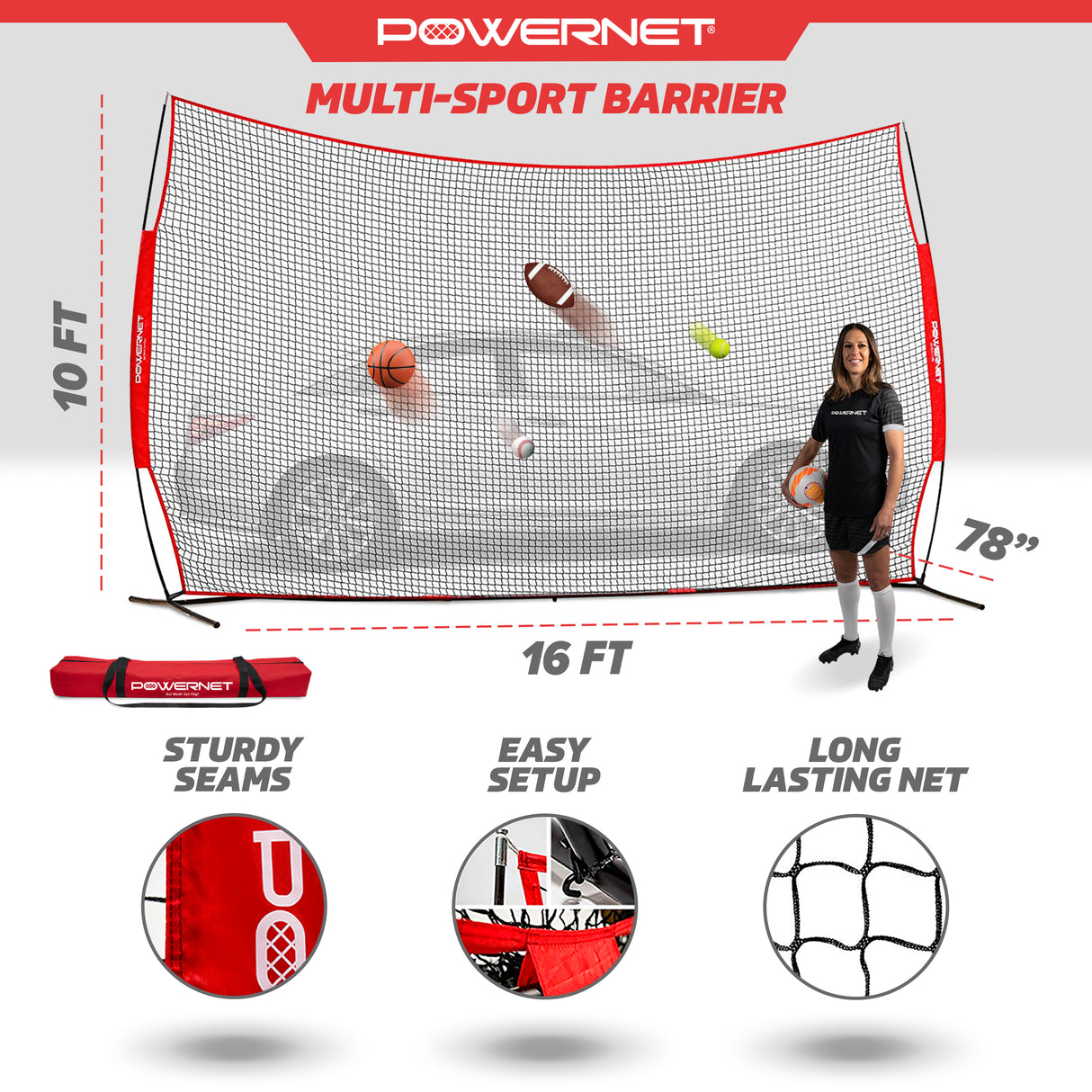 16x10 FT Portable Barrier Net for Protection sports PowerNet