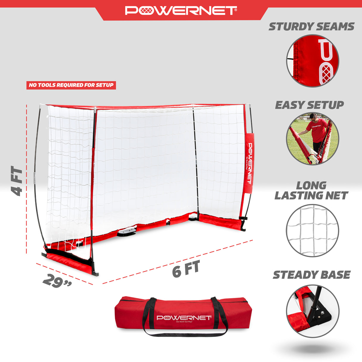 Portable 6x4 FT Soccer Goal sports PowerNet