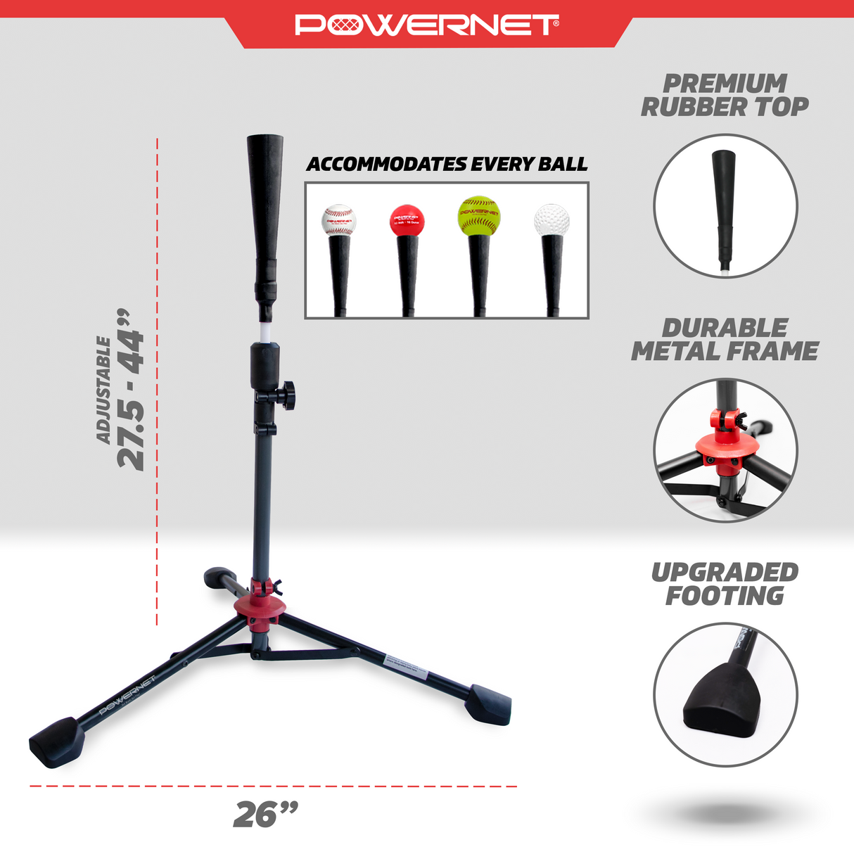 Tripod Batting Tee | 2 Styles Baseball Practice Nets PowerNet