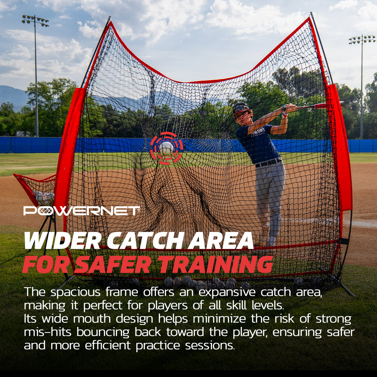 7x7 FT Full Mouth Net | Bigger Target Baseball Net PowerNet