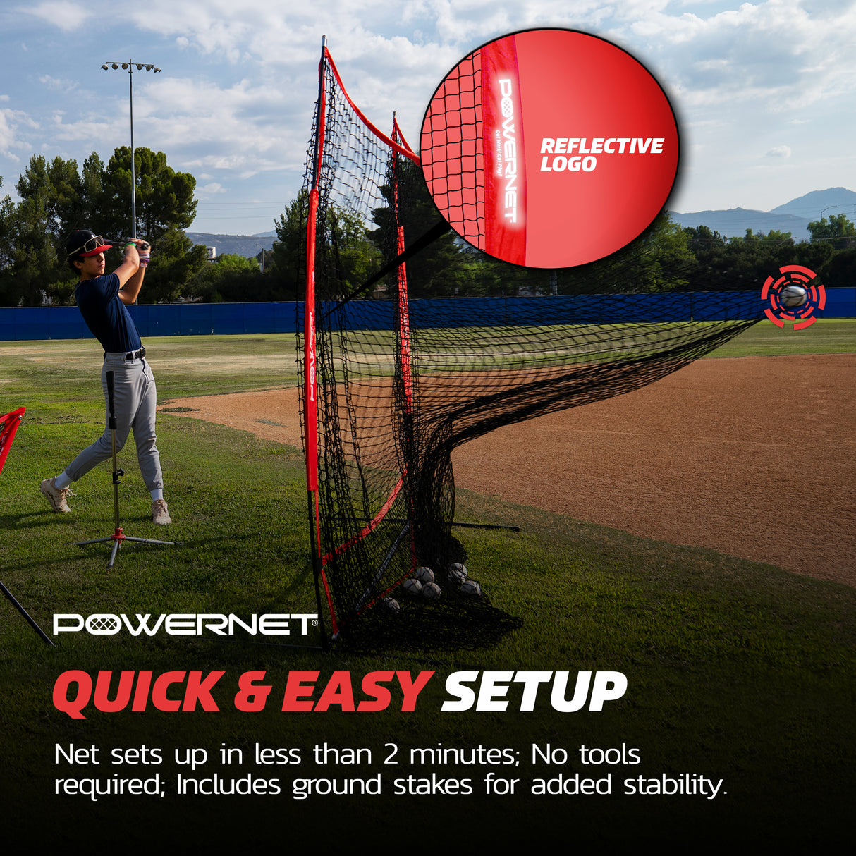 7x7 FT Full Mouth Net | Bigger Target Baseball Net PowerNet