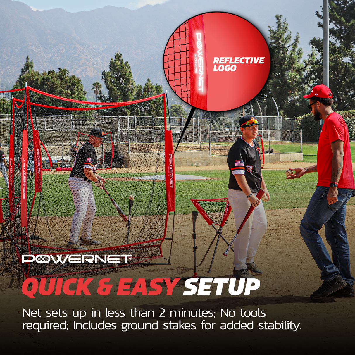 Triple Threat Net, 3 Way 7x7 Ft Baseball Training Net Sports PowerNet