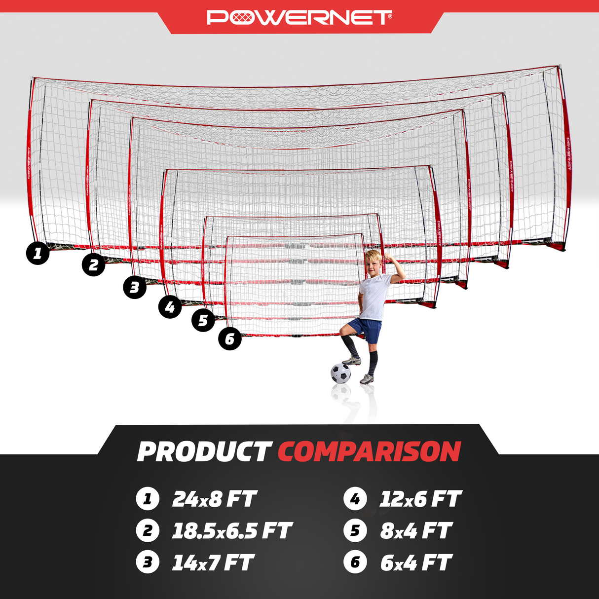 Portable 24x8 FT Soccer Goal Sports PowerNet