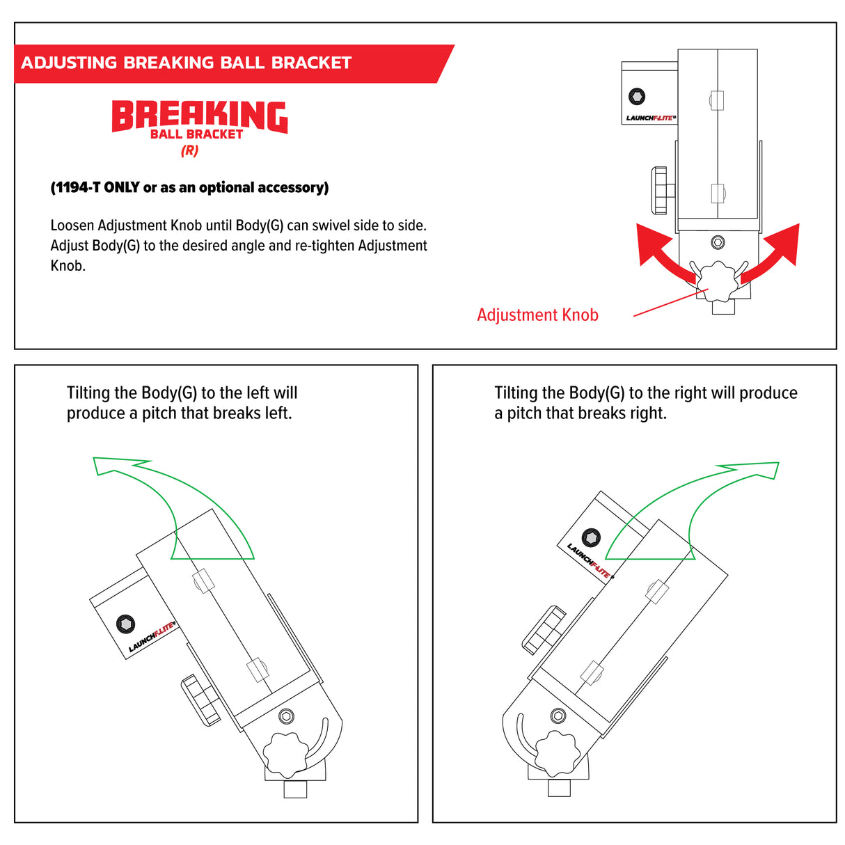 Breaking Ball Bracket Attachment for Launch F-lite Pitching