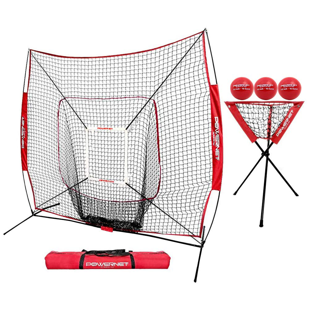 7x7 FT Baseball Softball Deluxe Training Kit sports PowerNet Red