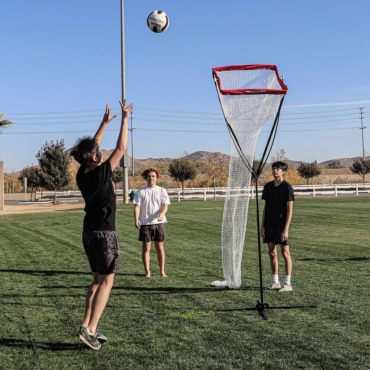 Portable Volleyball Setter Trainer Net | Adjustable Height & Basket Angle