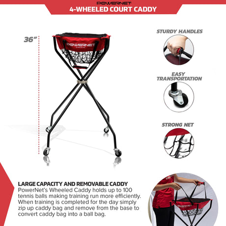 Wheeled Court Caddy | Multisport Tennis Ball Caddy PowerNet