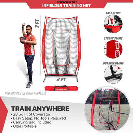 Infielder Throwing and Catching Net | Fill-in Dummy Fielder Sports PowerNet