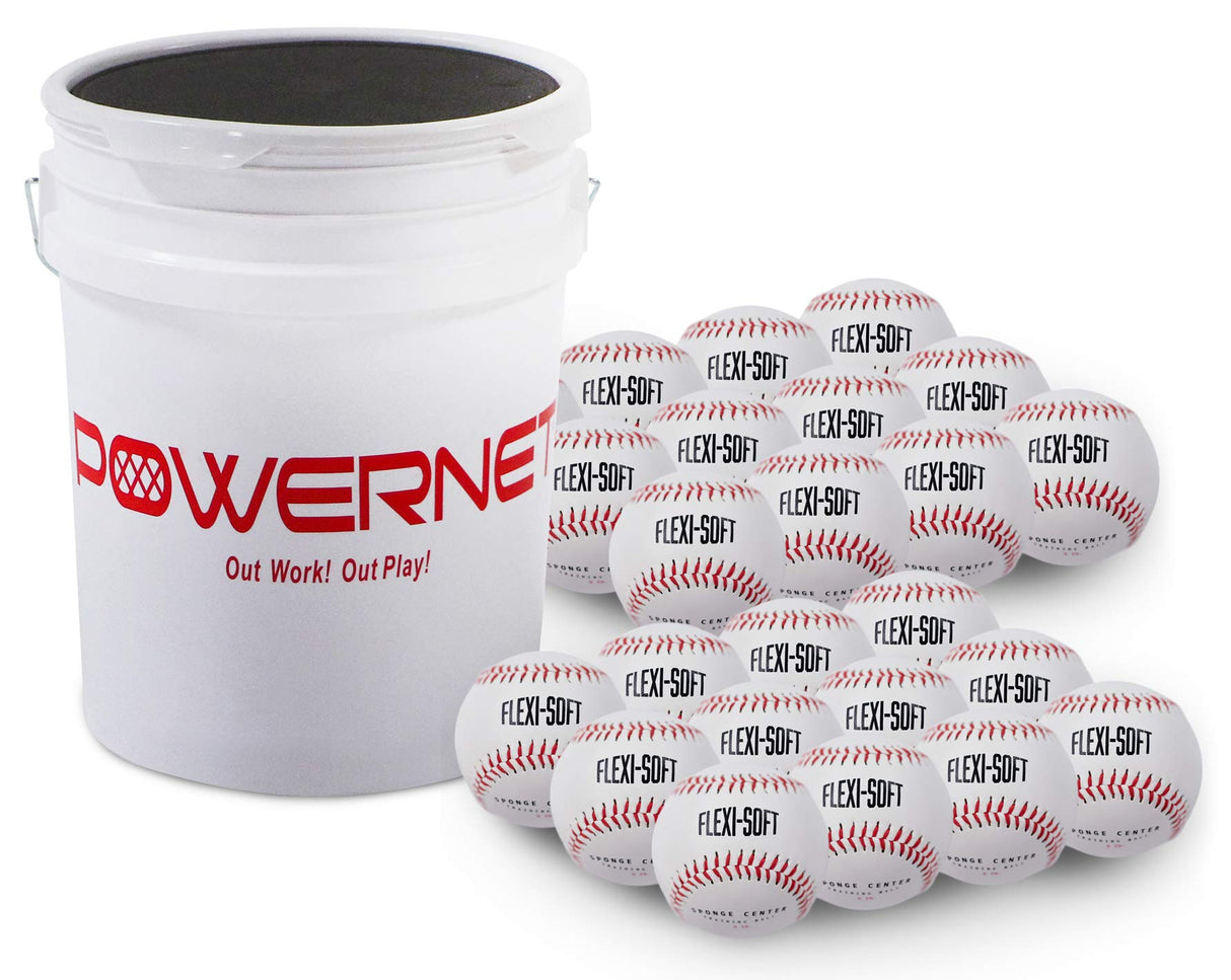 Flexi Soft Baseballs 24 Pack with Bucket Bundle | Cushioned Core Safety Ball