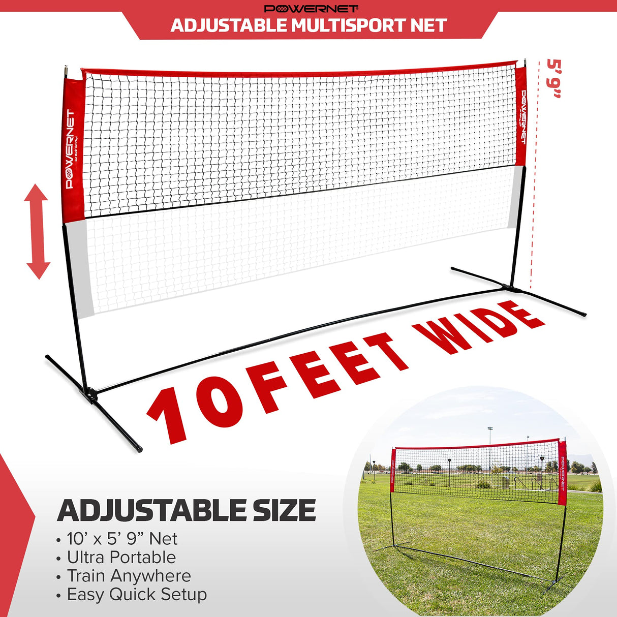 10x3 FT Portable Badminton, Tennis, Volleyball, Pickleball Net