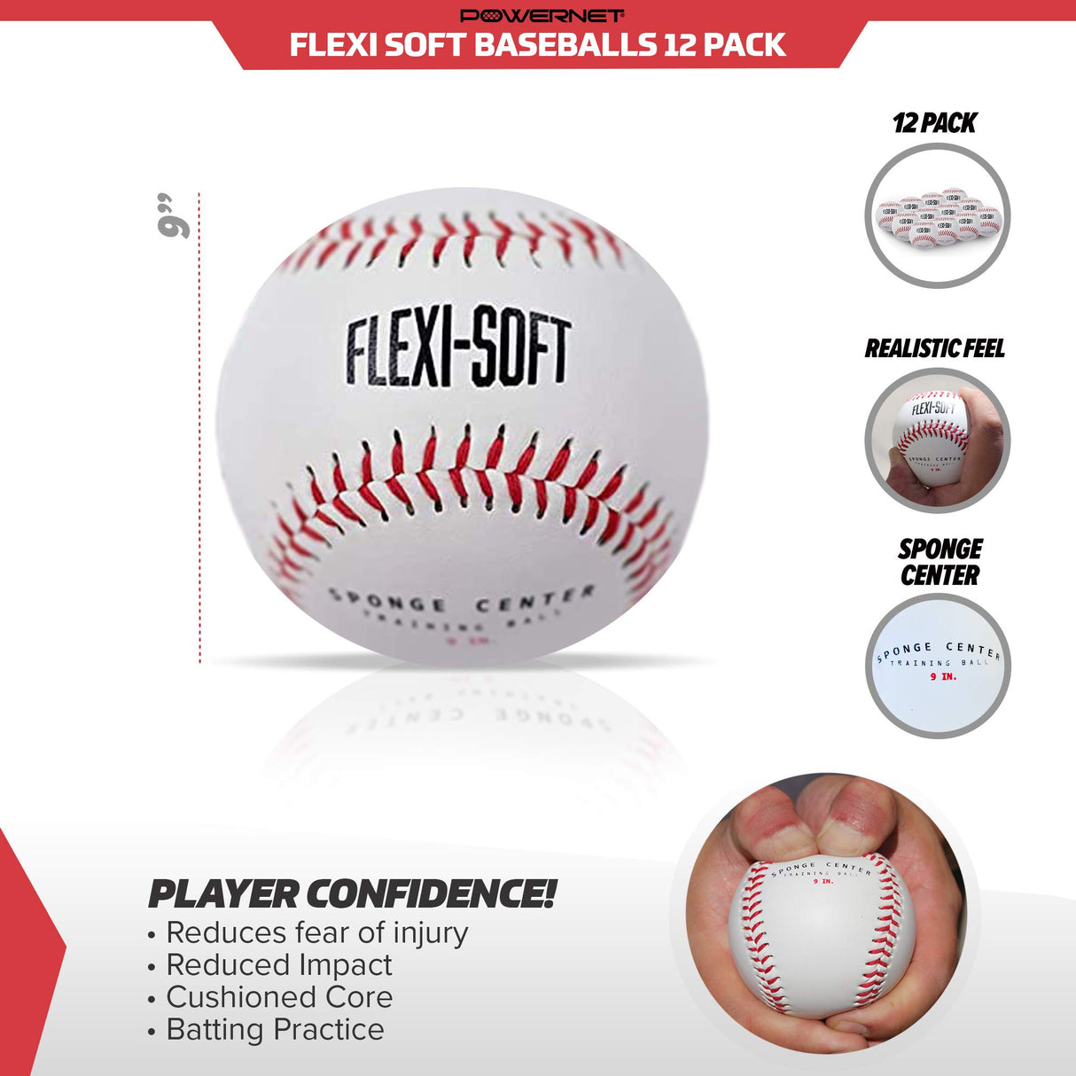 Flexi Soft Baseballs 12 Pack | Cushioned Core Safety Ball