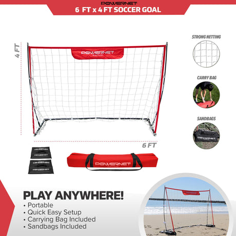 Soccer Goal | Lightweight Frame Ultra-Portable | Included Sandbag Sports PowerNet