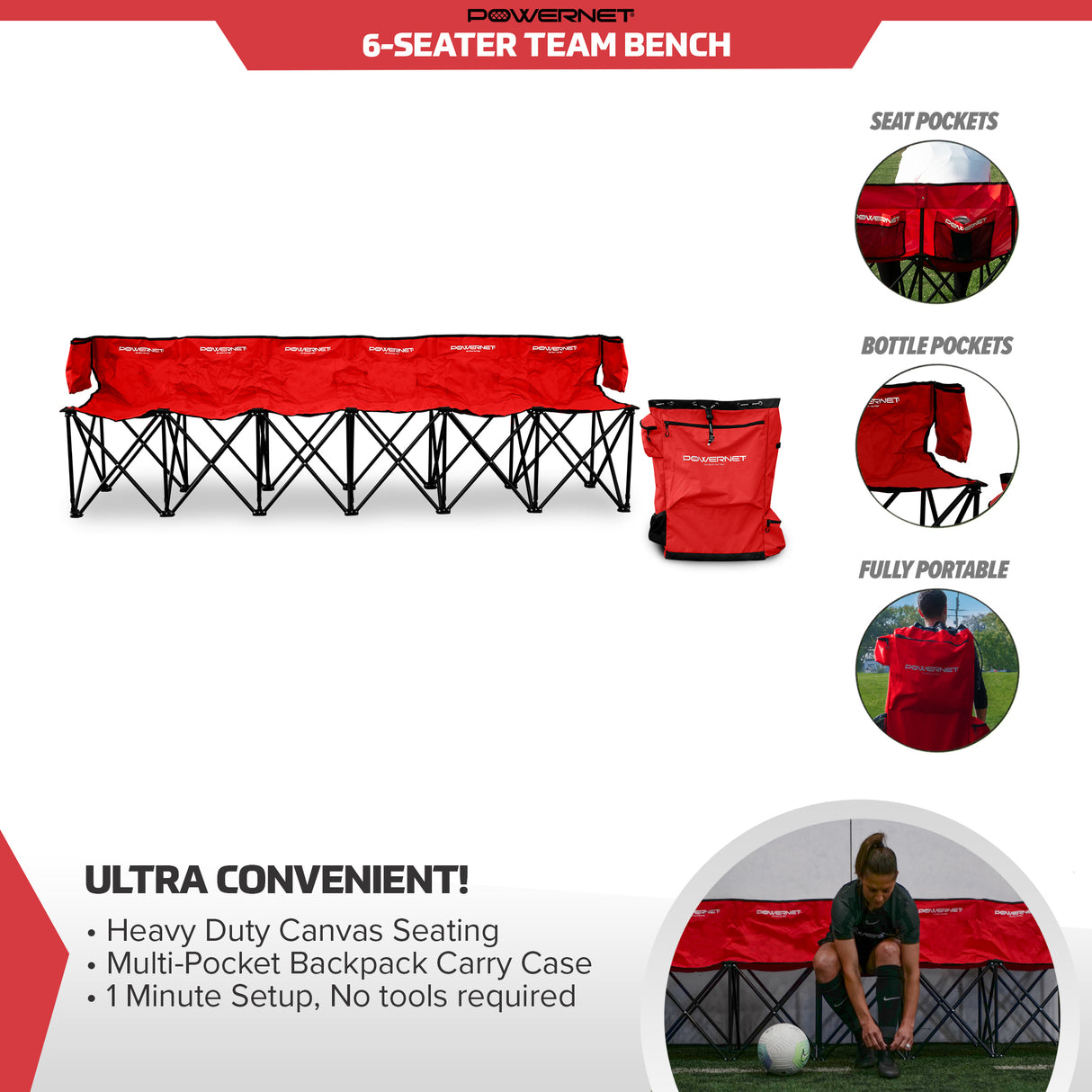 6 Seater Team Bench Portable Folding Chair