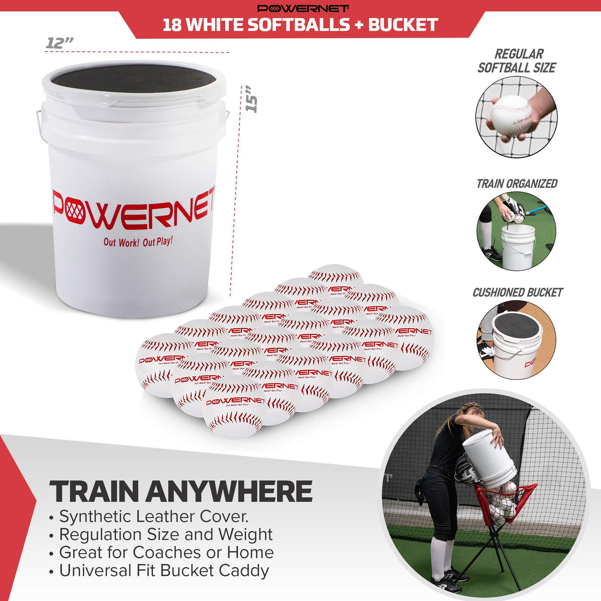 Cushioned Bucket and Practice Softball Bundle