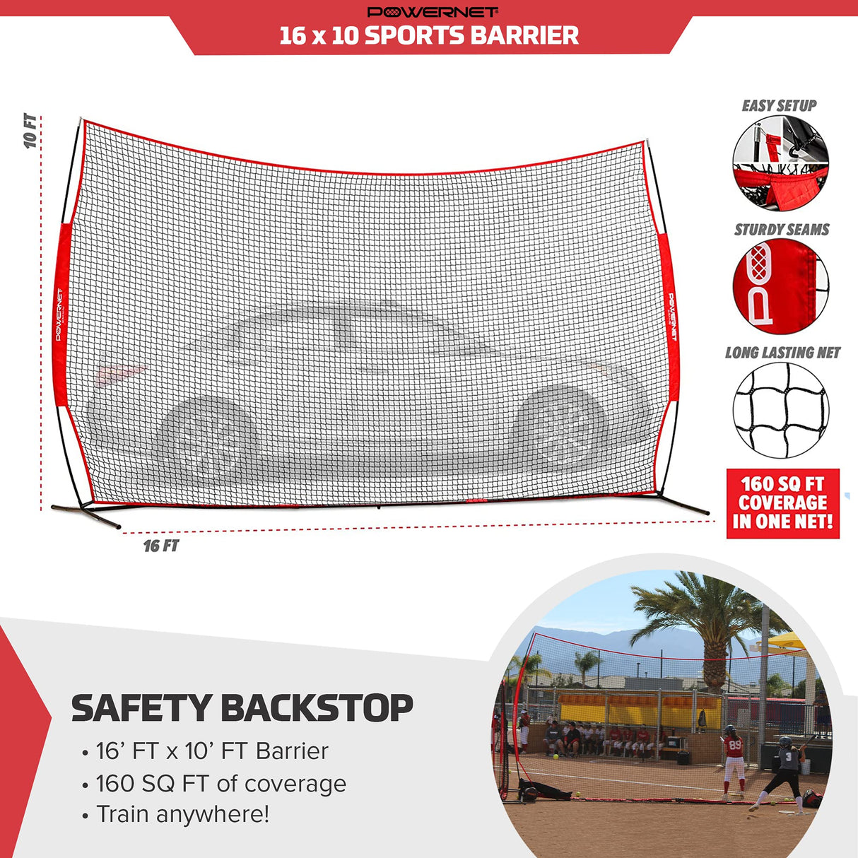 16x10 FT Portable Barrier Net for Protection