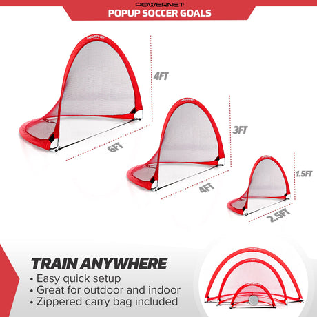 Popup Soccer Goals Portable Net 2 Goals + 1 Carrying Bag Sports PowerNet