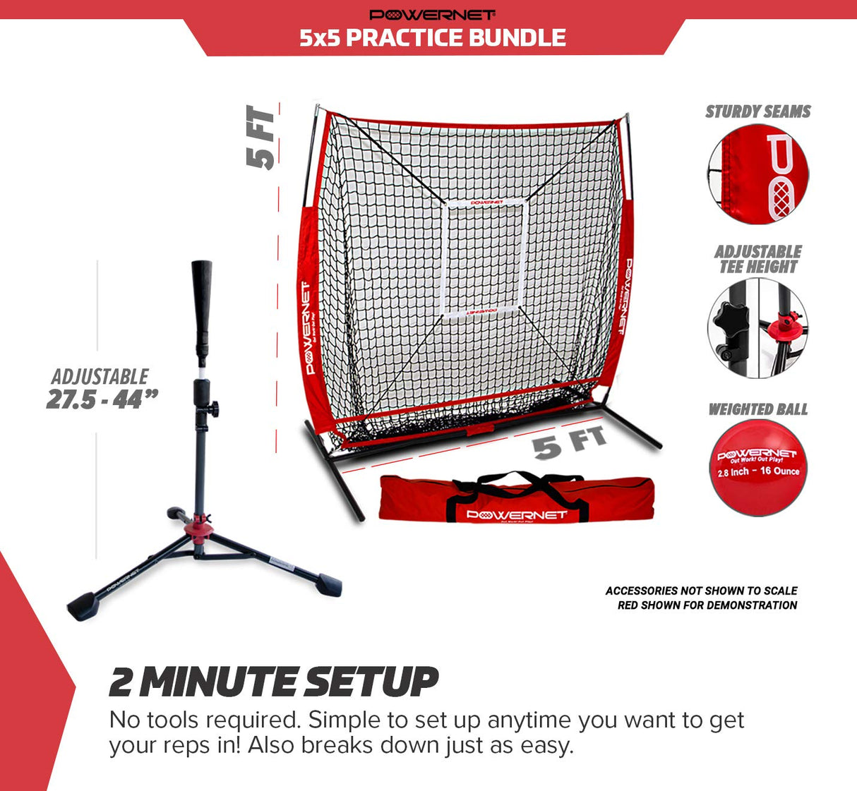 5x5 FT Baseball Softball Net Bundle | Strikezone & Tee