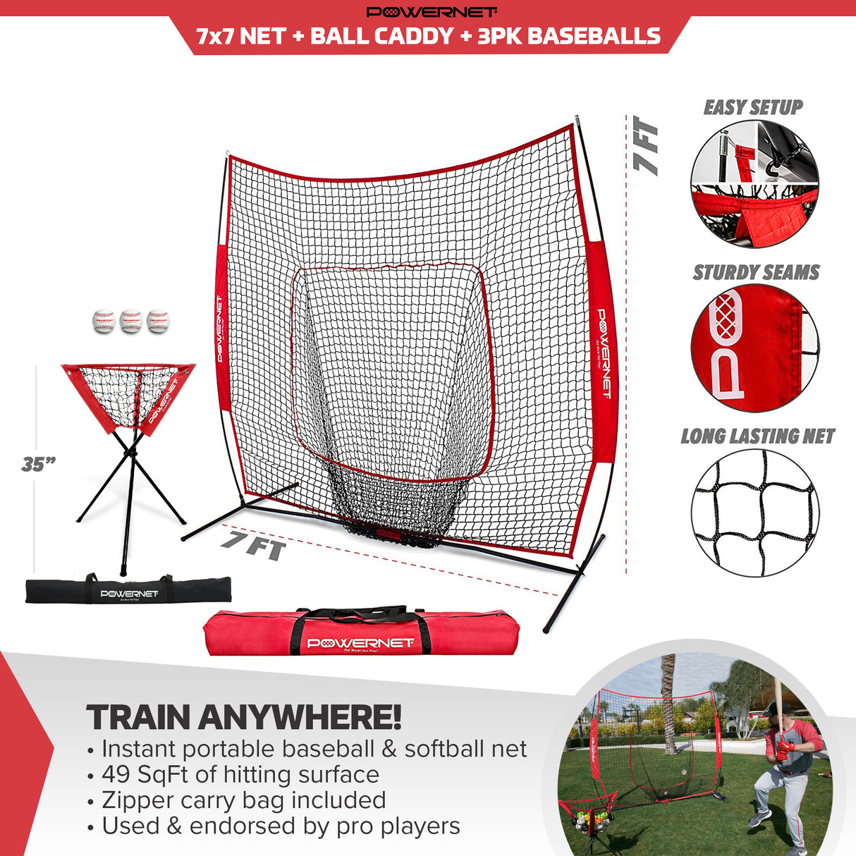 Practice Net 7x7 Baseball Bundle