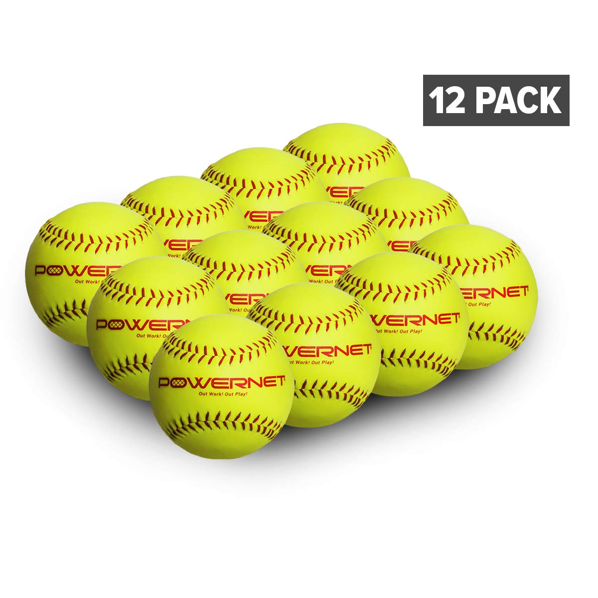 Practice Softballs 12 PK Recreation Grade 12" Sports PowerNet Yellow | 12 Pack