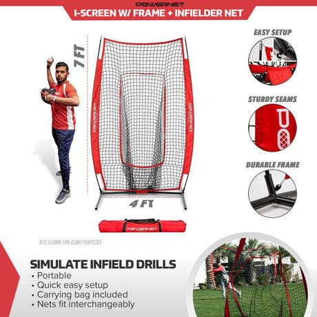 I-Screen w/ Frame + Infielder Net Bundle Sports PowerNet