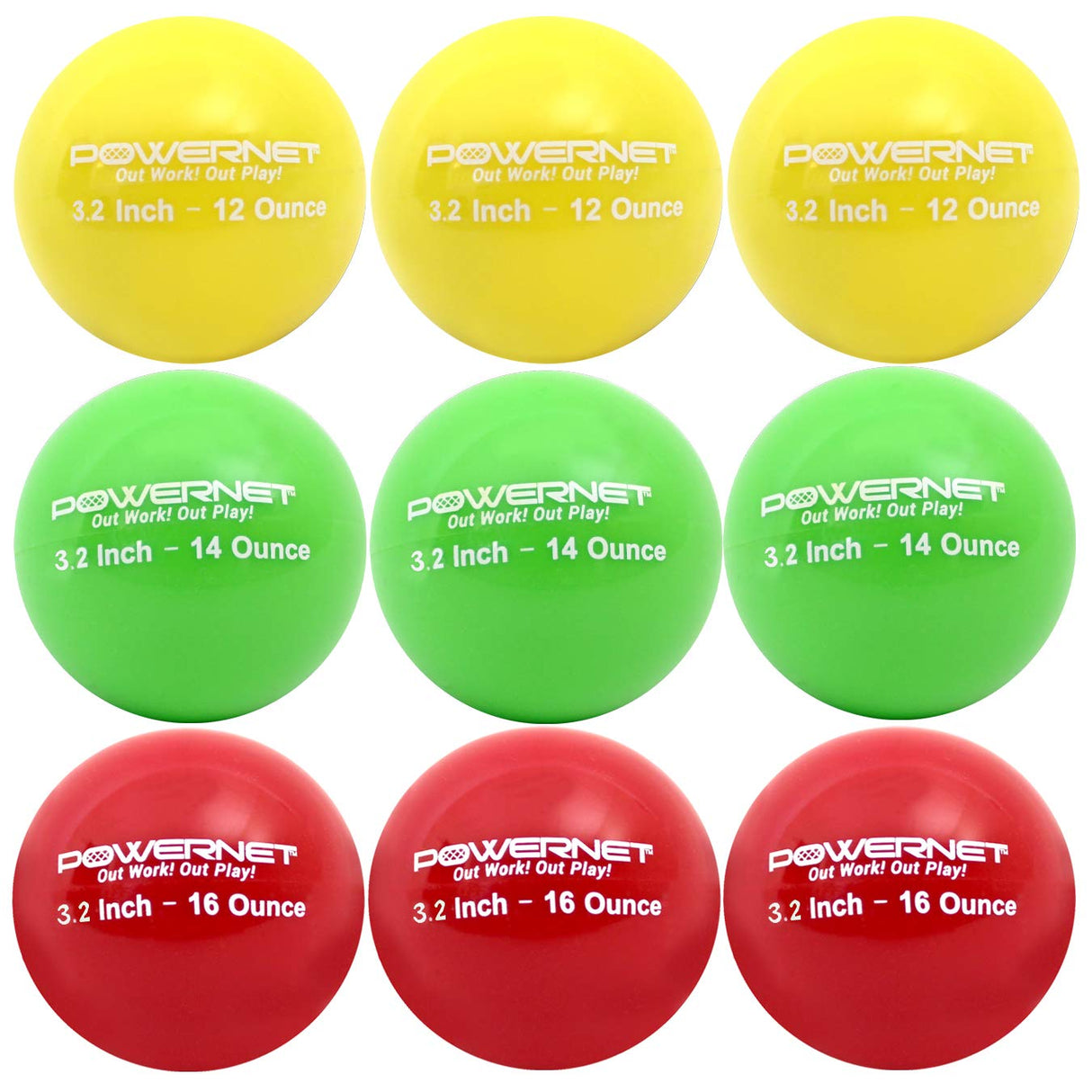 3.2" Weighted Hitting Batting Progressive Training Balls LITE (9 Pack)