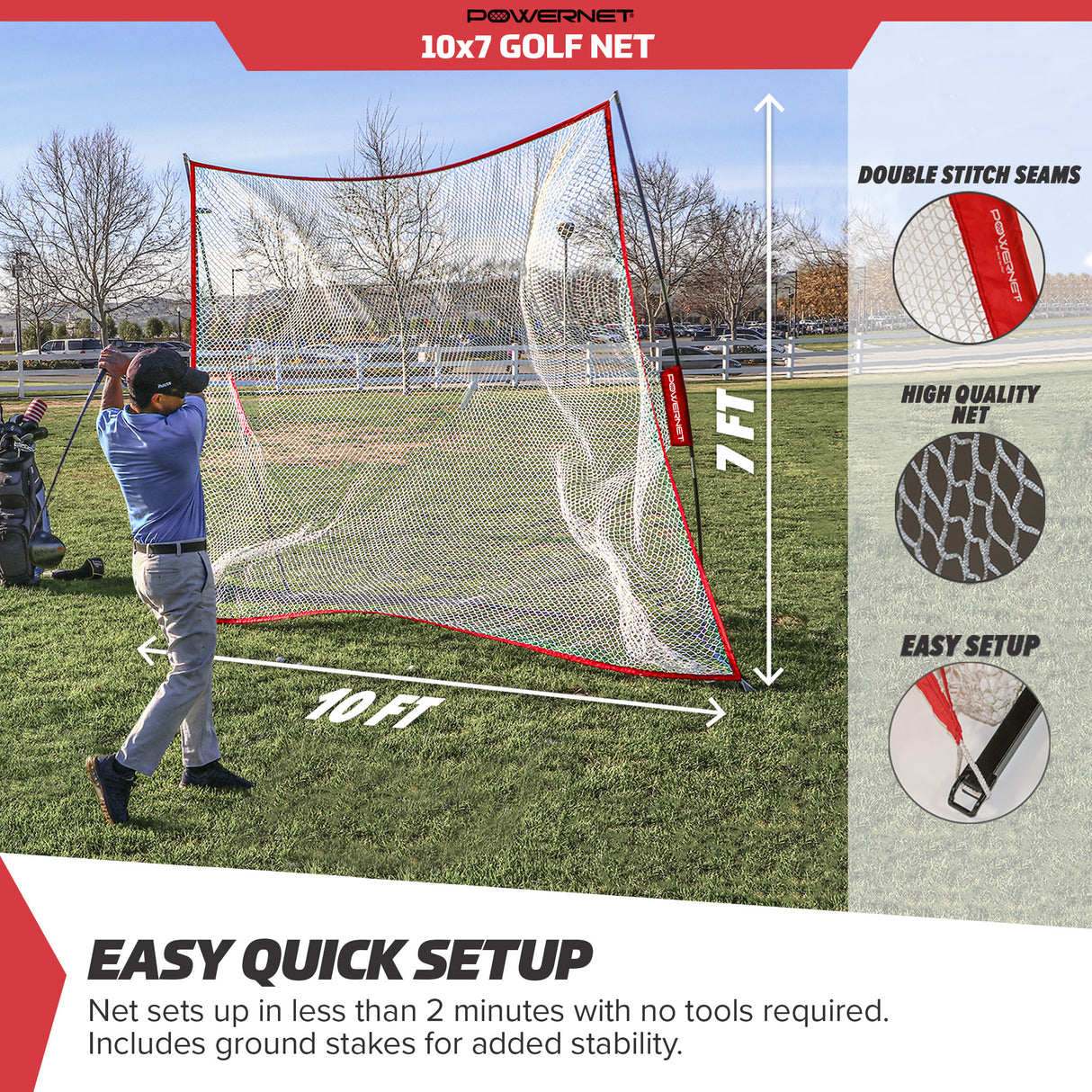 Golf Net 10x7 | Use Real or Practice Balls Sports PowerNet