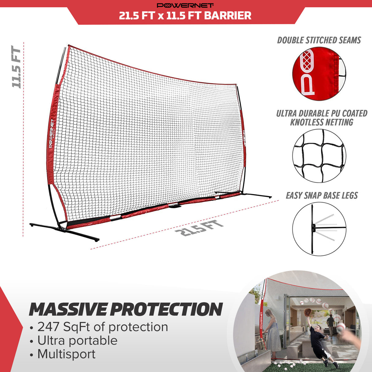 Portable Barrier Net for Protection 21.5x11.5 FT